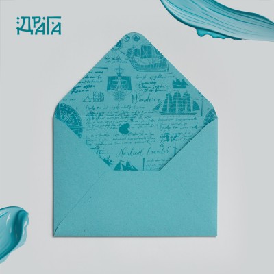 Плик с принт - Синьо пътешествие